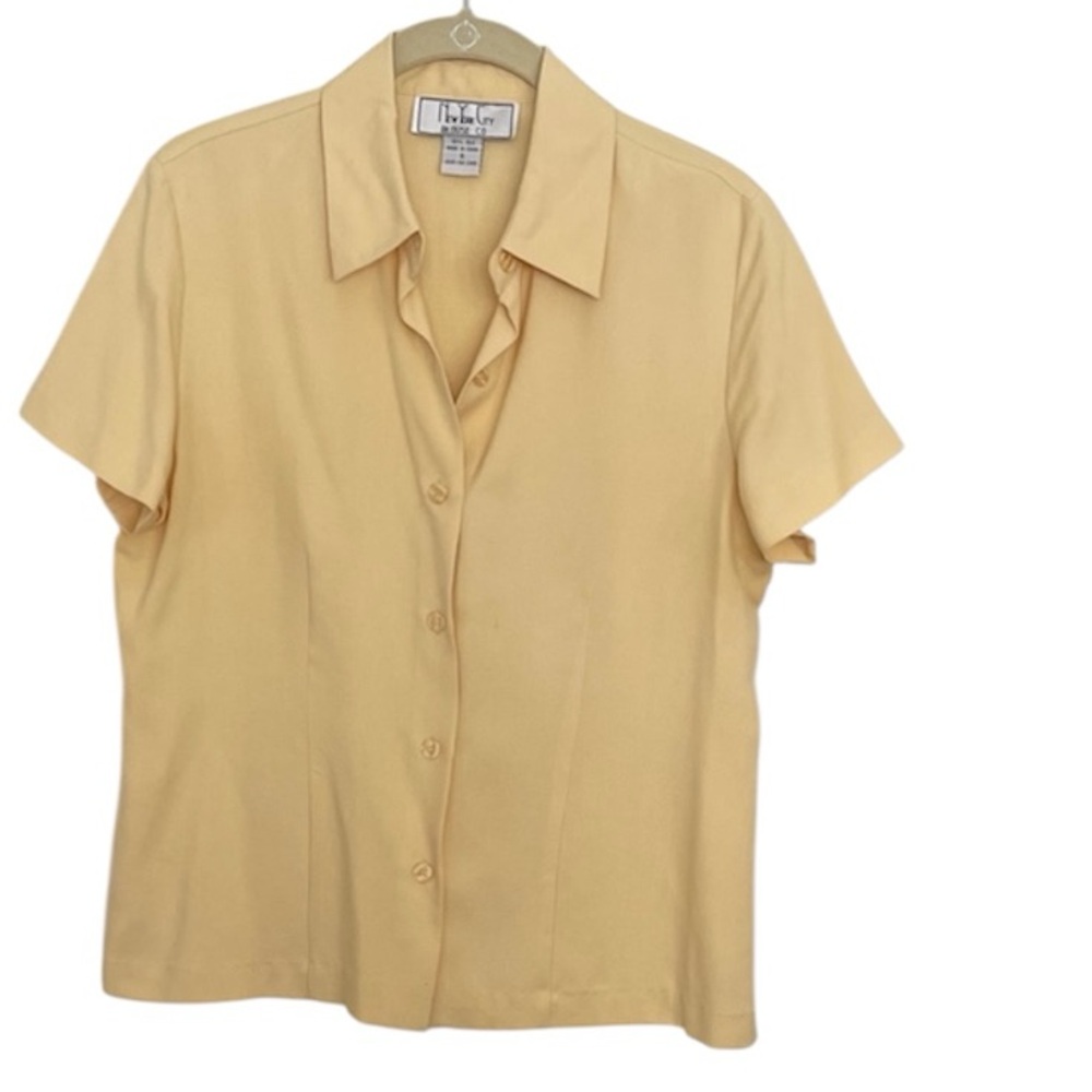 Vintage New York City Blouse Co. Yellow Silk Shortsleeved Blouse